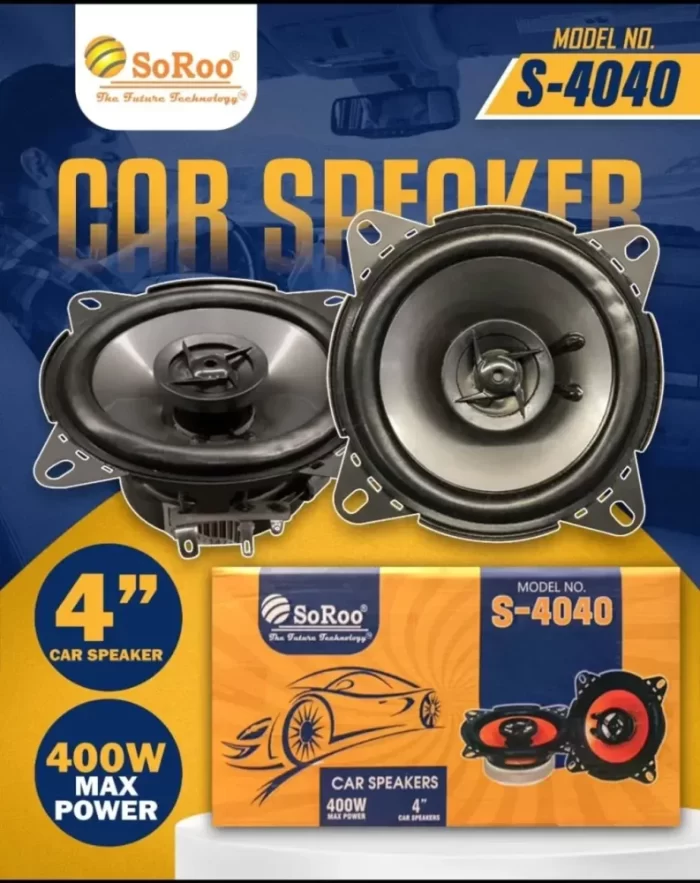 SoRoo 4 Inch round 400W Car Speakers 2Way Full Ranges Frequency